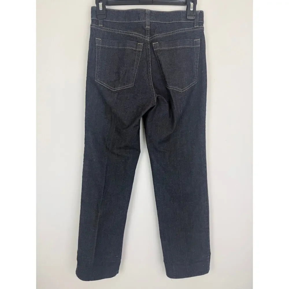 Burberry Womens London Straight Leg Mid Rise Denim Dark Blue Indigo Wash Jeans 6